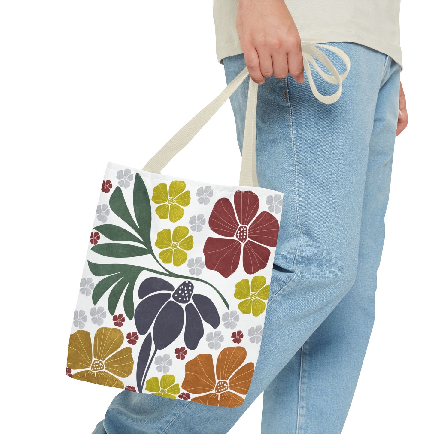 Boho Flowers Tote Bag - Retro Vintage Style