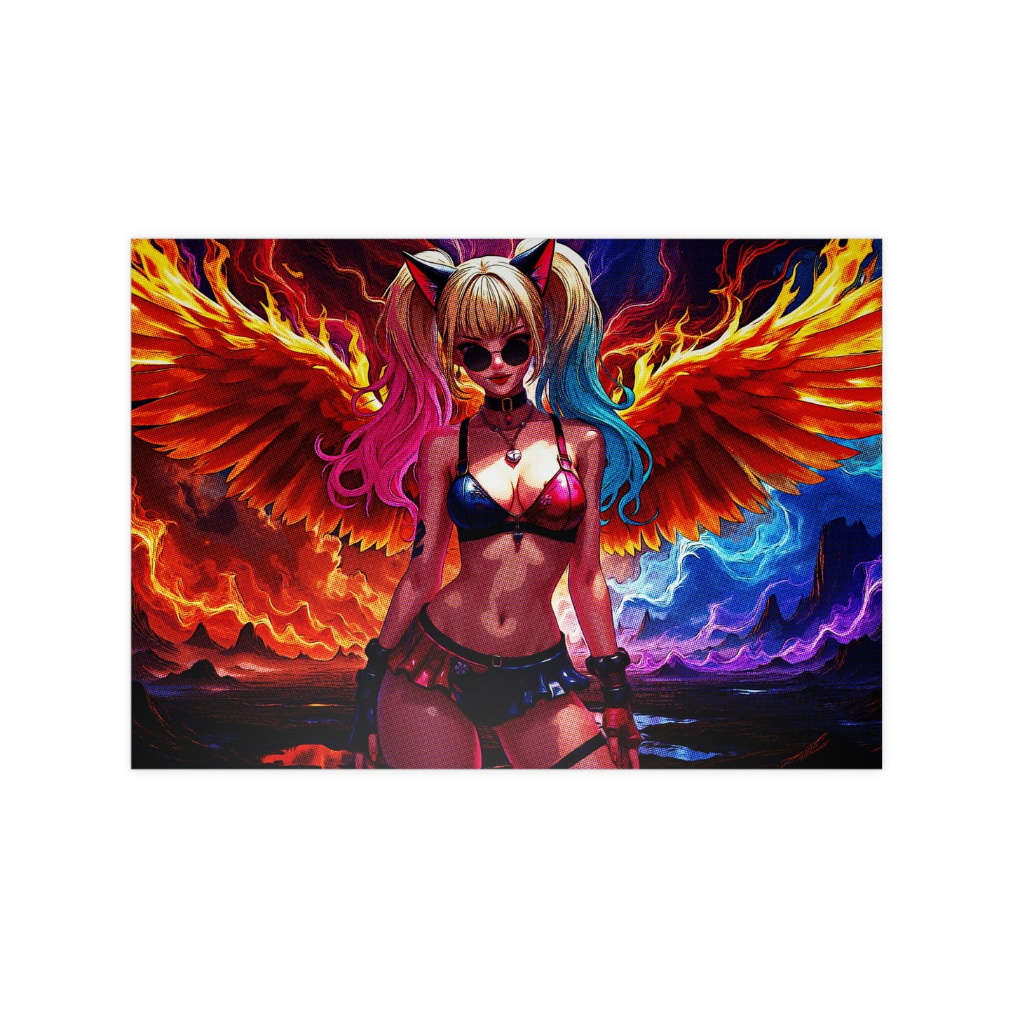 Vibrant Fantasy Pop Art Poster - Colorful Angel Wings Decor