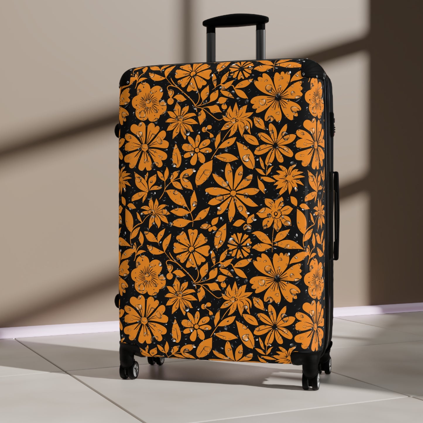 Orange Flower Design Suitcase