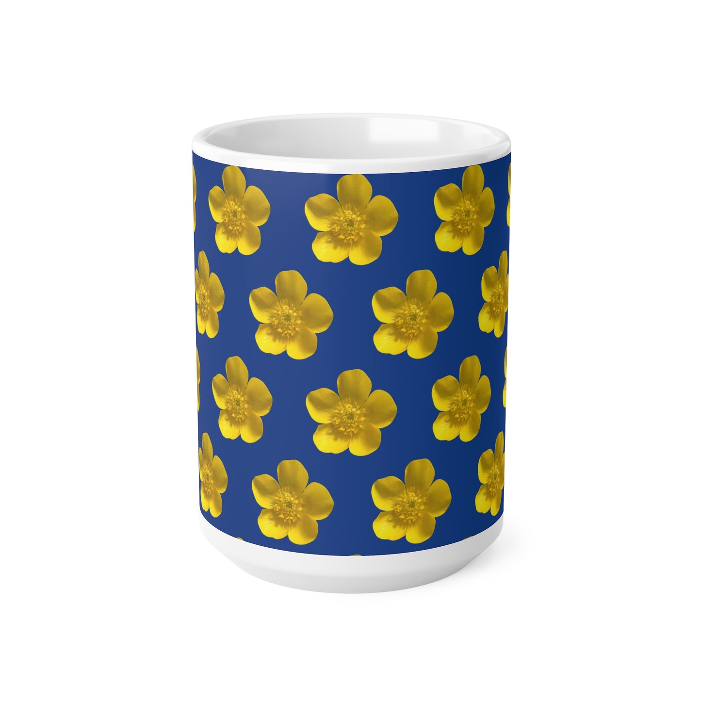 Coffee Cups - Yellow Flower Pattern Design