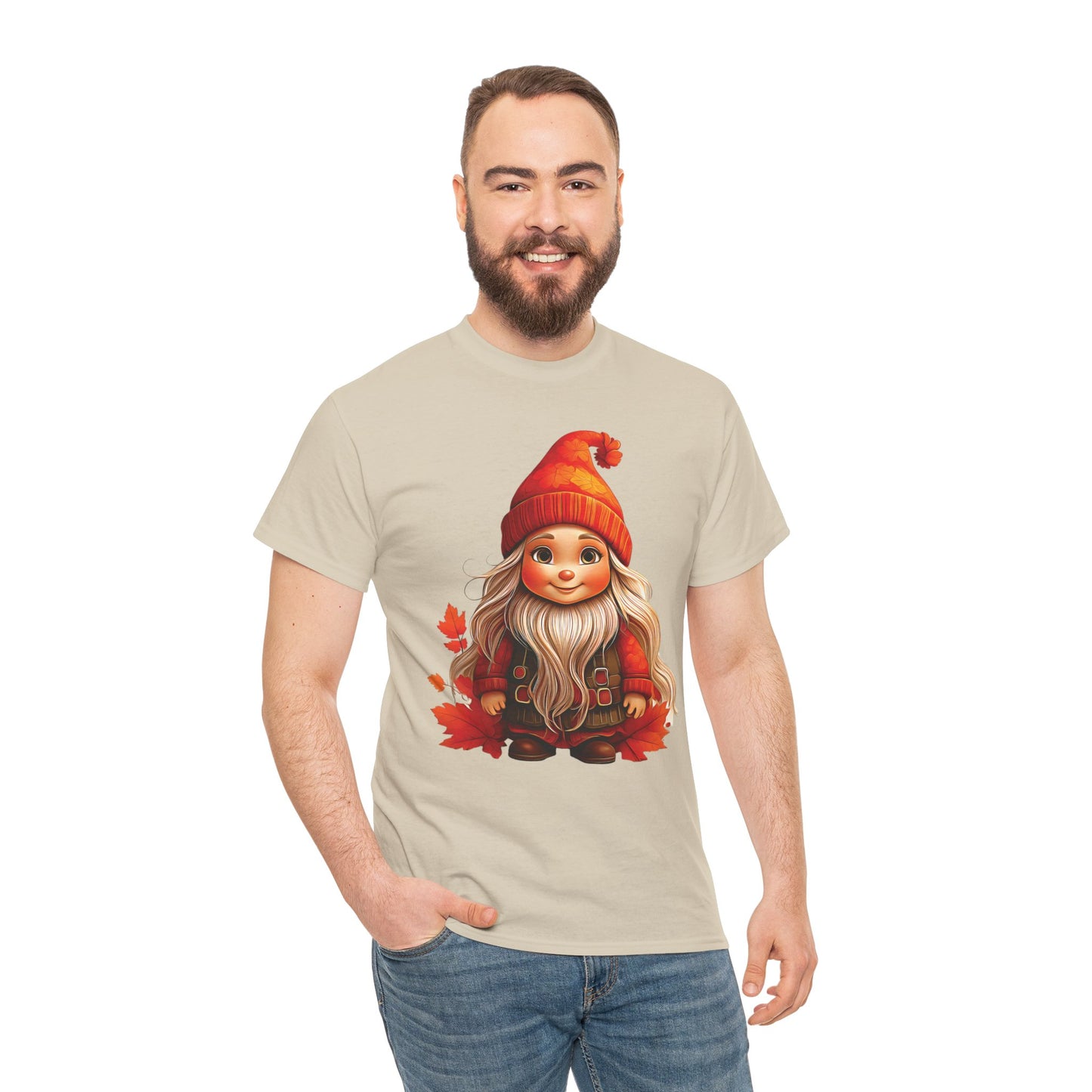 Autumn Gnome Magic – Cozy Whimsy in Every Leaf - Autumn-Themed Gnome Tee, Cozy Fall Shirt, Seasonal Apparel for Halloween, Thanksgiving, and Everyday Wear