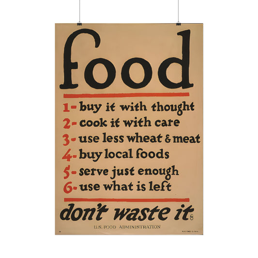 Vintage Food Wisdom: Retro Poster Inspiring Mindful Eating, Sustainability, and a Waste-Free Lifestyle - Food Preservation Posters, Kitchen Wall Art, Vintage Food Prints, Eco-Friendly Decor, Sustainable Living Decor
