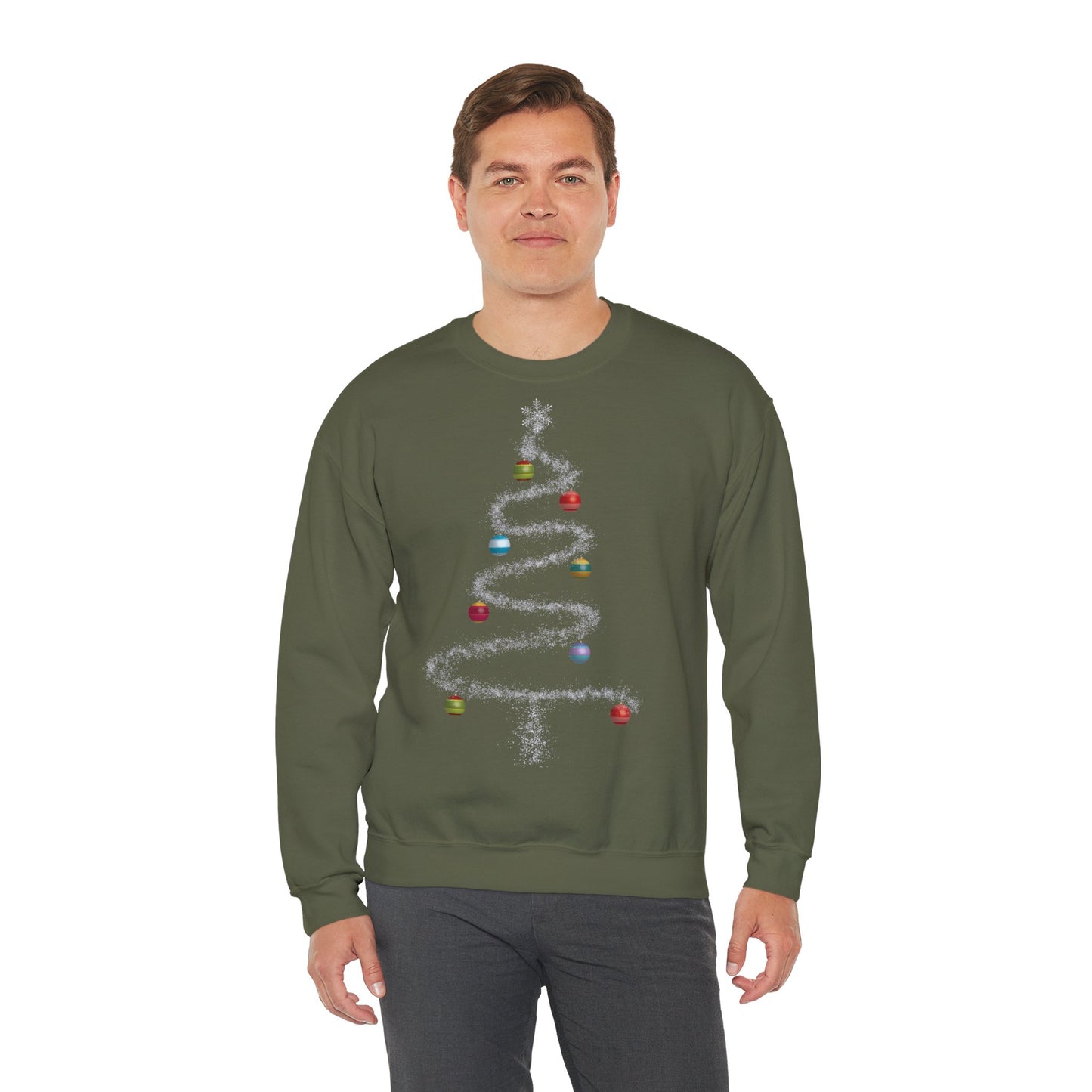 Cosmic Christmas: Where Stardust Dreams Become Holiday Magic - Christmas Tree Sweatshirt - Cozy Unisex Crewneck for Holiday Cheer