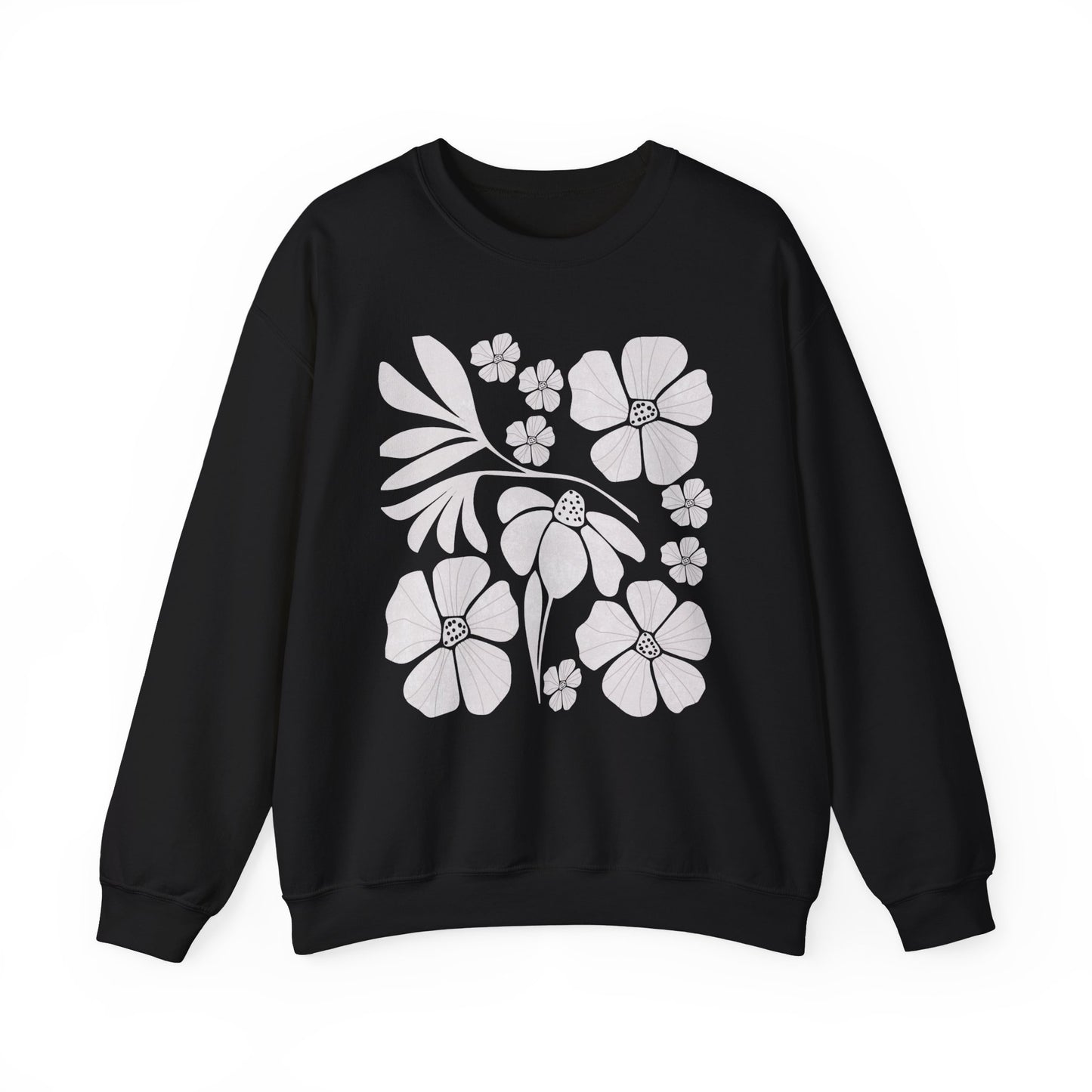 Floral Boho style Minimalist Unisex Crewneck Sweatshirt - Cozy Comfort for All Occasions