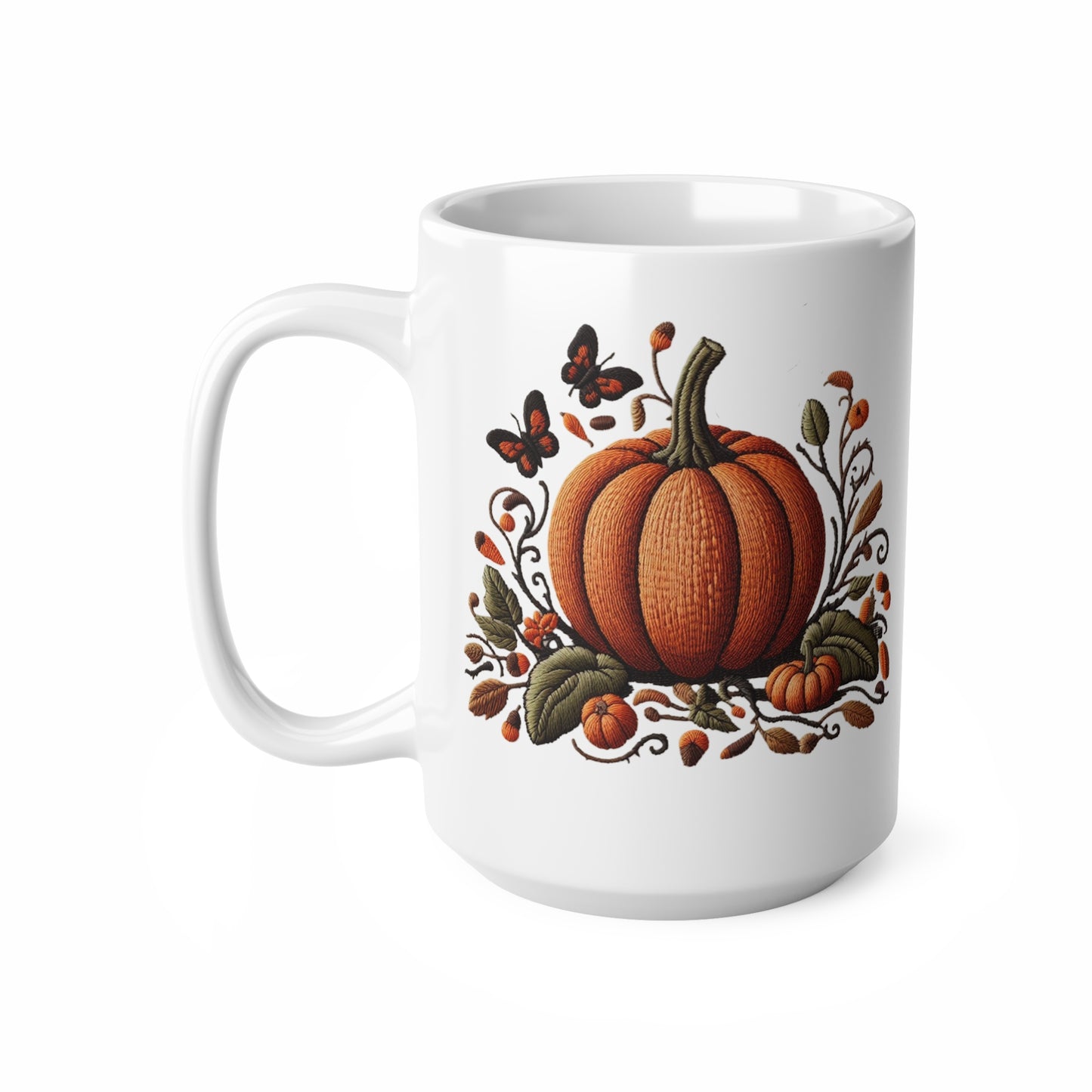 Pumpkin & Botanical Bliss – Autumn’s Cozy Charm 🎃🍂 - Autumn Pumpkin Coffee Mug, Perfect Fall Gift for Pumpkin Lovers, Cozy Vibes, Seasonal Home Decor, Warm Beverage Container