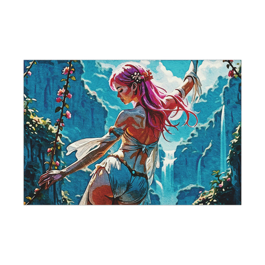 Blossom Beyond – Where Fantasy Blooms and Courage Flows 🌸🌄 - Fantasy Landscape Matte Poster, Wall Art for Home Decor, Gift for Nature Lovers, Bohemian Style Decor, Art Print for Any Room