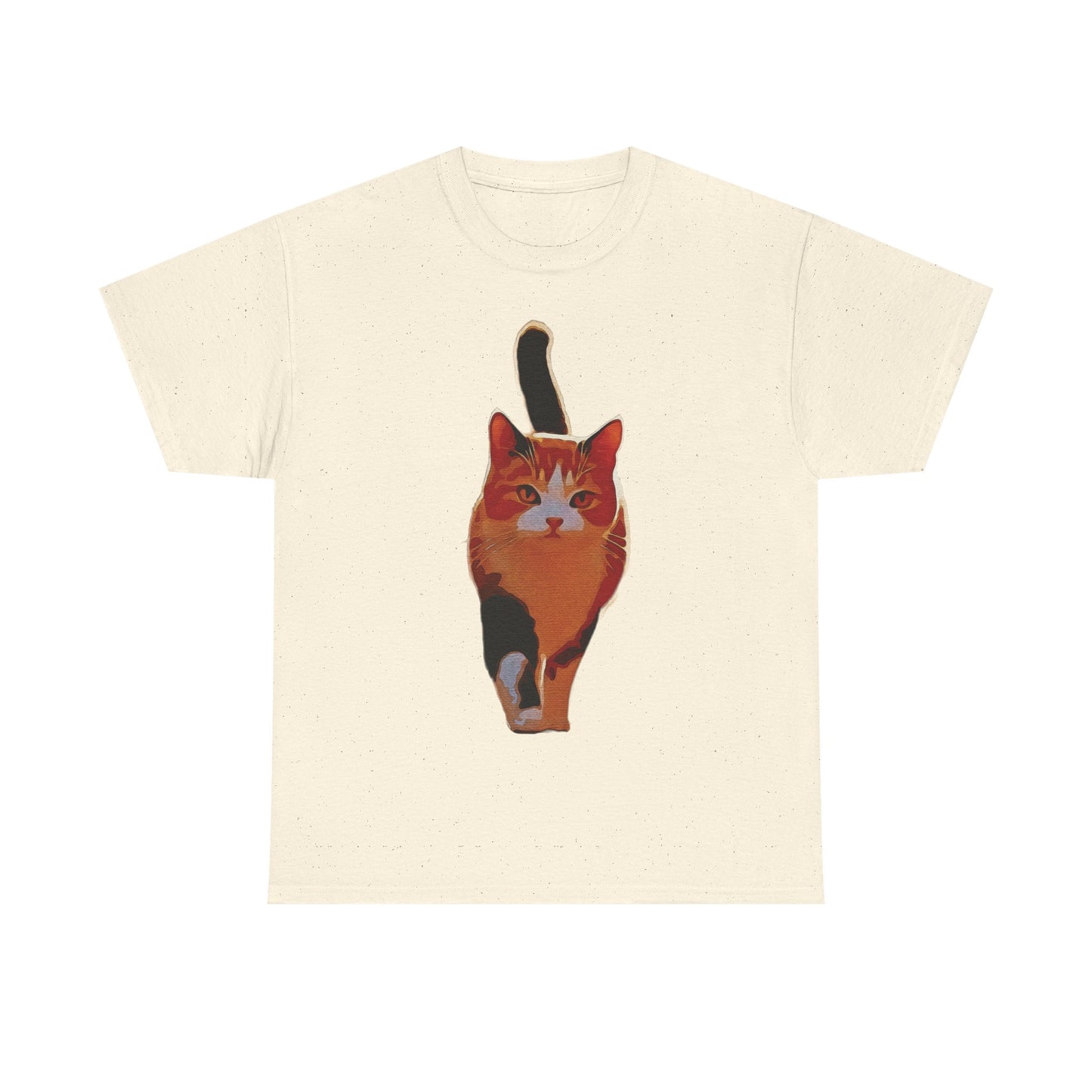 “Confident Stride: The Tri-Color Cat That Walks Like It Owns the World” - Cat Lover Unisex Heavy Cotton Tee, Cute Cat Shirt, Pet Lover Gift, Animal Tee, Casual Fashion, Gift for Cat Owners