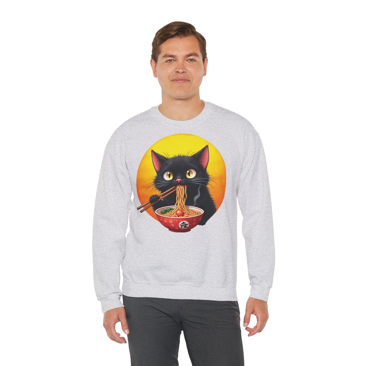 Ramen Cat Magic – Whiskers, Noodles & Sunshine Vibes - Cat Lover's Ramen Sweatshirt, Cozy Cat Crewneck, Cat-Themed Gift, Funny Sweatshirt, Unisex Pullover, Pet Lovers Apparel