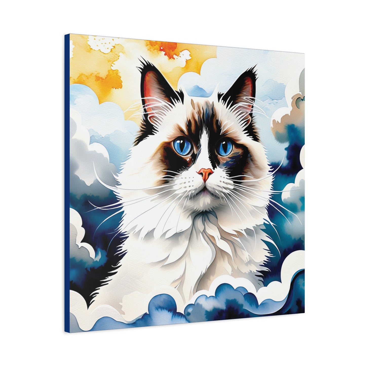 Canvas Art - Blue-Eyed Majesty: Cat Among the Clouds