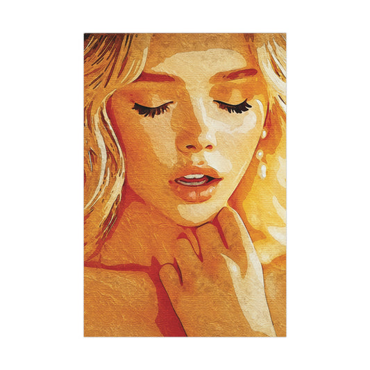 “Golden Reverie: The Serenity of a Soul in Stillness” - Elegant Matte Wall Art Poster, Inspirational Home Decor, Unique Gift for Art Lovers, Modern Aesthetic Wall Decor, Beautiful Portrait Print