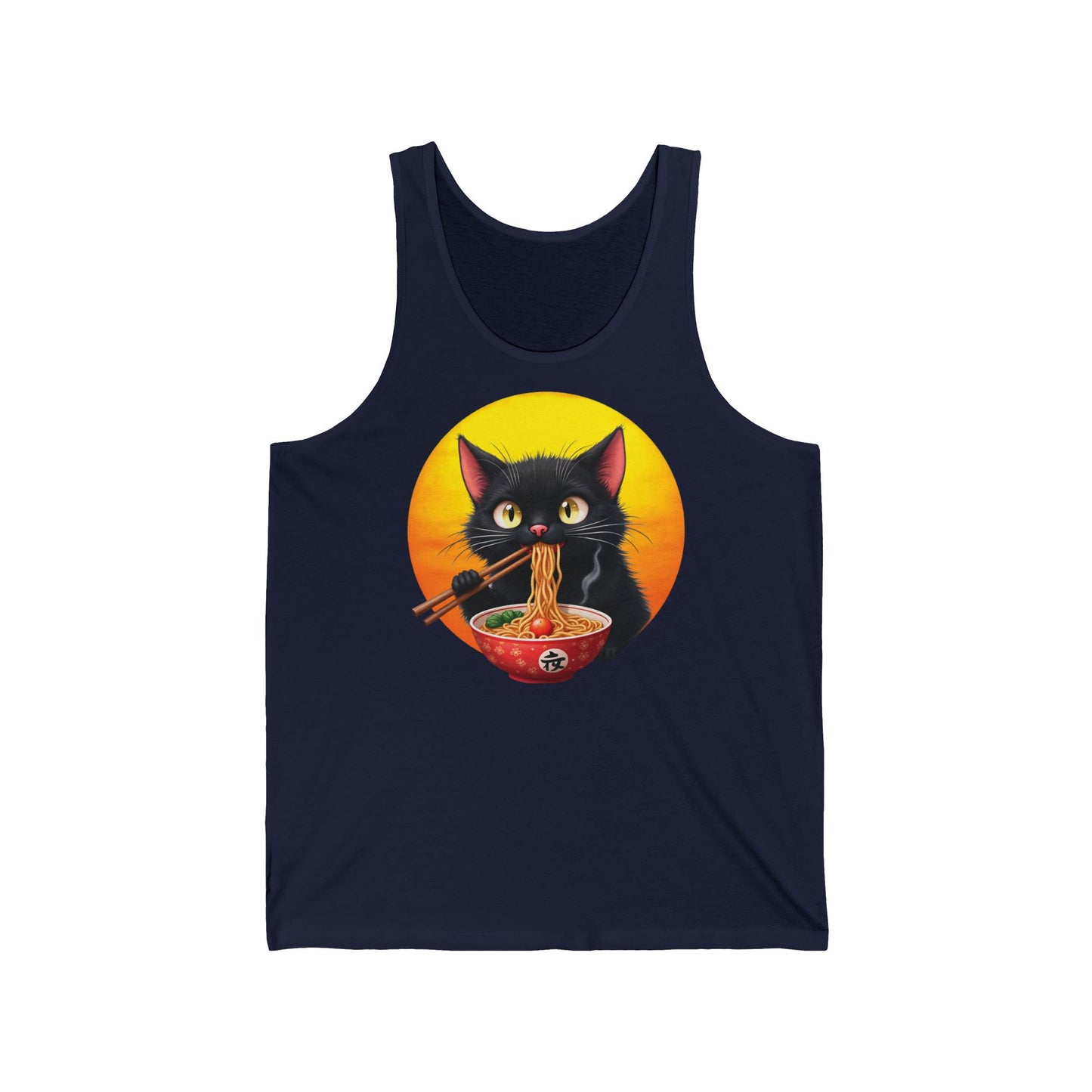 Ramen Cat Magic – Whiskers, Noodles & Sunshine Vibes - Whimsical Cat Ramen Unisex Jersey Tank Top