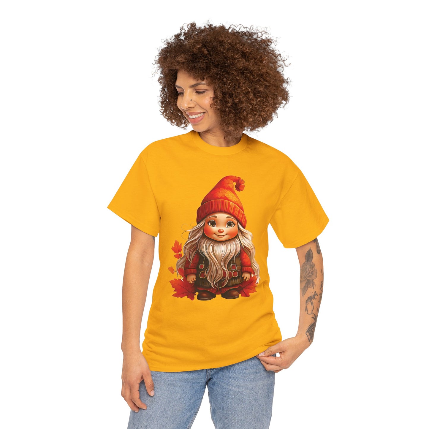 Autumn Gnome Magic – Cozy Whimsy in Every Leaf - Autumn-Themed Gnome Tee, Cozy Fall Shirt, Seasonal Apparel for Halloween, Thanksgiving, and Everyday Wear