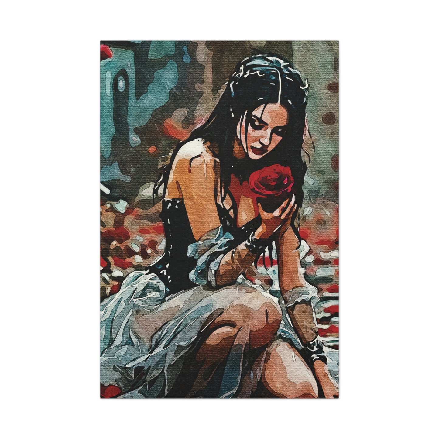 🌹 'Rose Reverie: Strength in Stillness' for wall art, mugs and more - Gothic Art Canvas Print