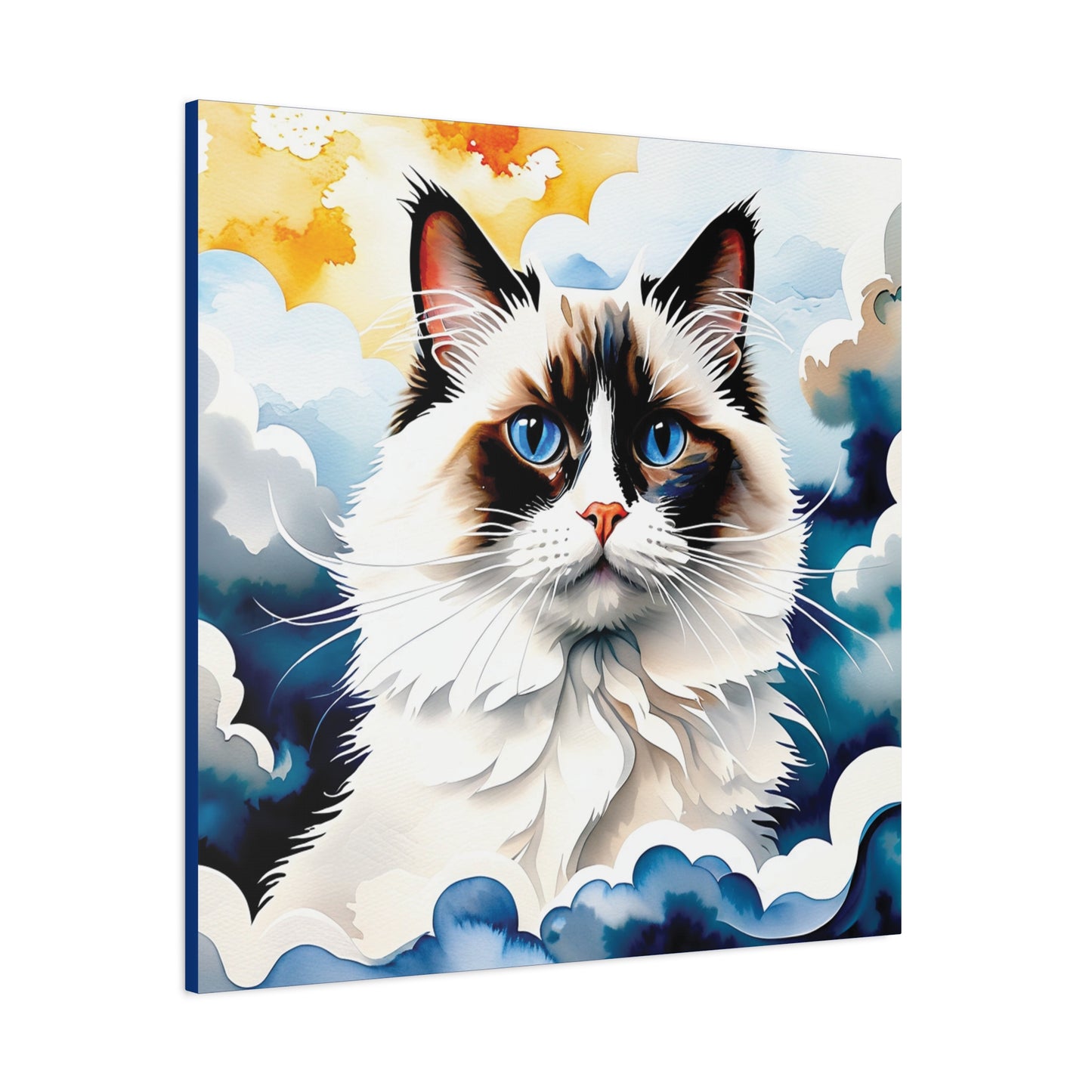 Canvas Art - Blue-Eyed Majesty: Cat Among the Clouds