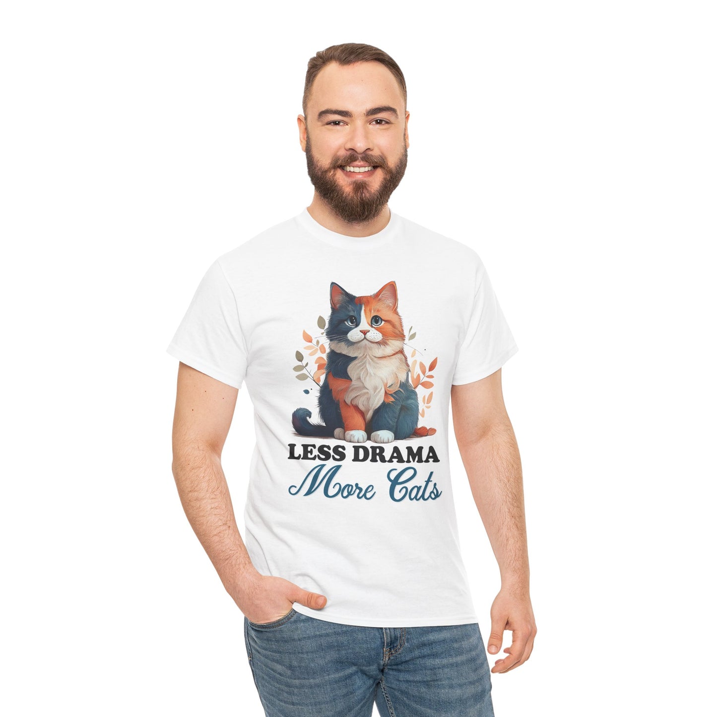 Less Drama, More Cats – Purrfect Peace in Style 🐾✨ - Unisex Cat Lover Tee - Less Drama More Cats, Cute Animal Shirt, Gifts for Cat Owners, Animal Lover Apparel, Funny Pet Tee