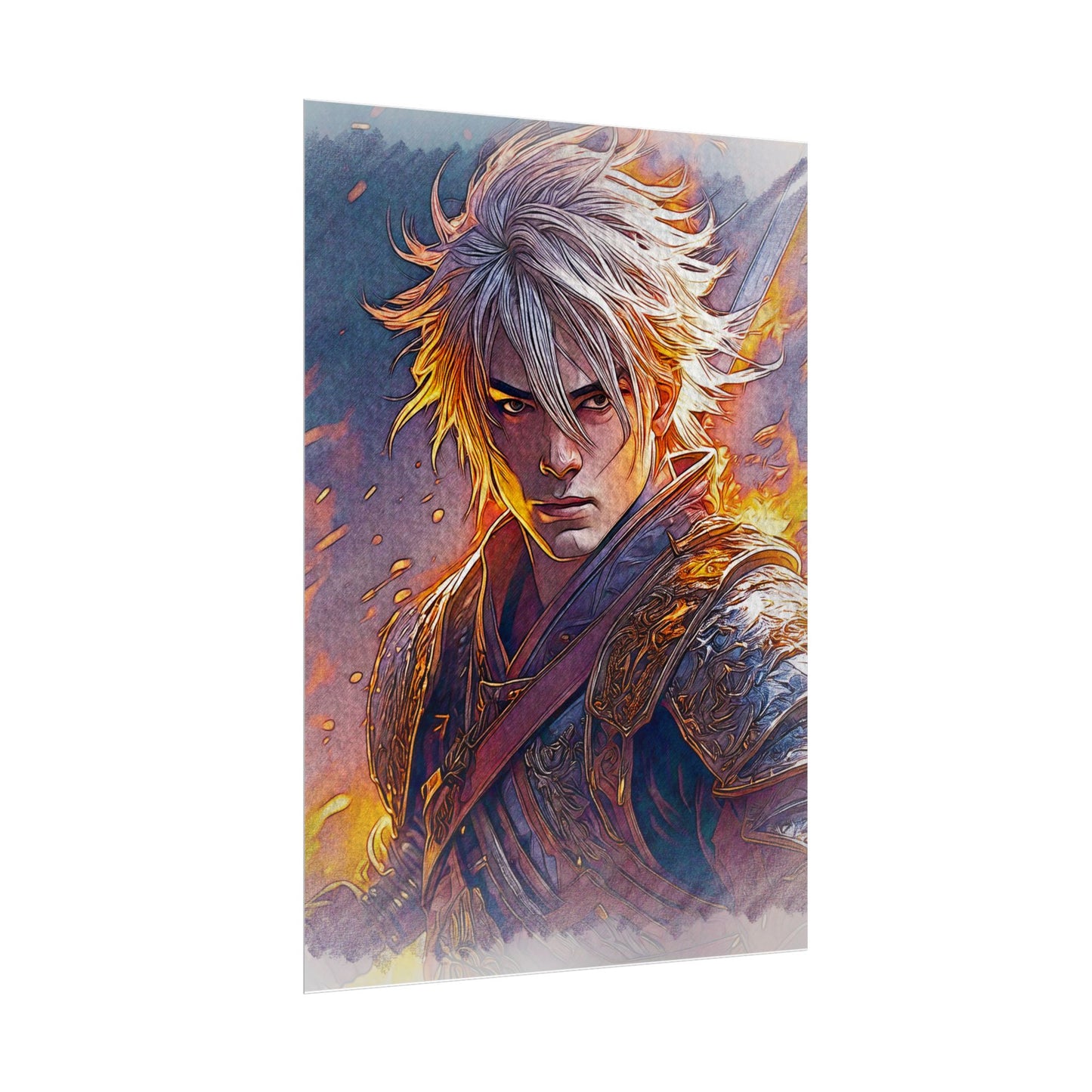 Epic Warrior Art Rolled Poster - Bold Fantasy Decor for Gamers & Anime Fans