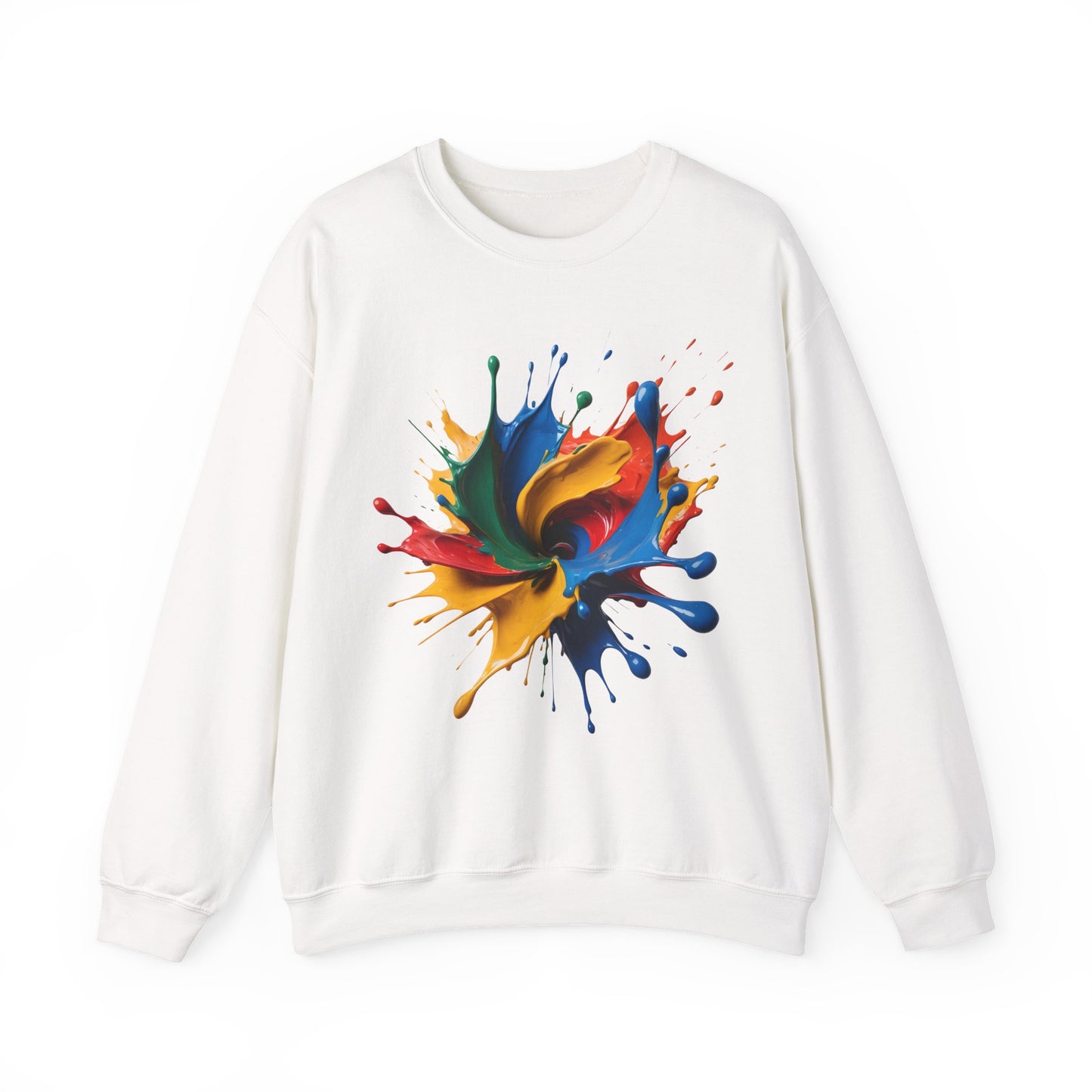 "Oops!" Color Splash Energy – Wear the Art, Feel the Vibe - Vibrant Splash Crewneck Sweatshirt - Cozy Artwear, Ideal for Gift Giving, Art Lovers, Casual Style, Unisex Apparel