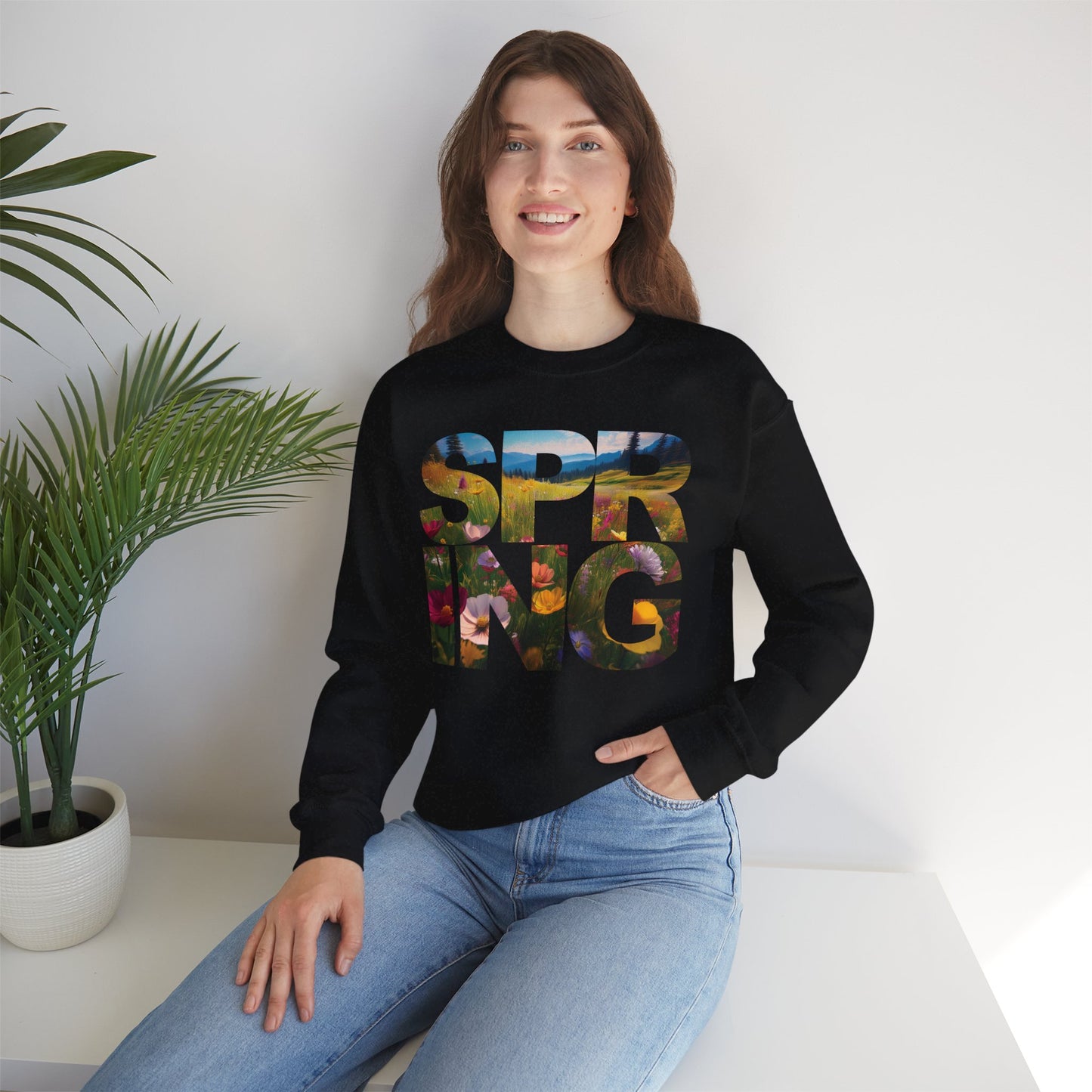 Spring Meadow Flower Design - Crewneck Sweatshirt