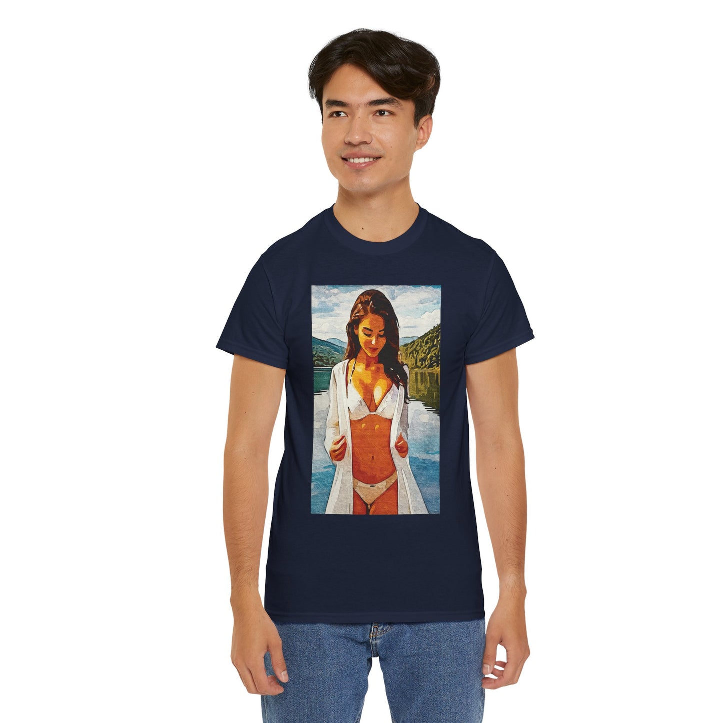 Beauty at the Lake — Sunlit Serenity for Casual Wear, Posters & Canvas - Summer Vibes Unisex Heavy Cotton Tee - Fun T-Shirt for Beach Lovers, Cute Casual Wear, Vacation Outfits, Graphic Tee for Parties, [...]