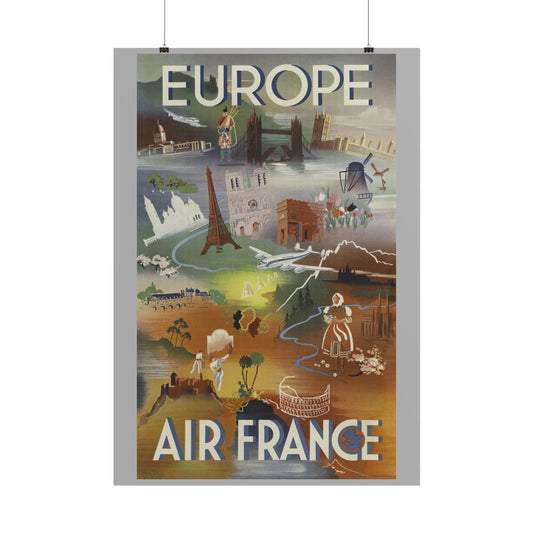 Vintage Air France 1948: Retro Travel Poster Celebrating Europe’s Beauty, Adventure, and Timeless Wanderlust - Vintage Travel Themed Rolled Posters, Europe Air France Decor, Wall Art for Travelers, Perfect Gift for Adventurers, Home Decoration