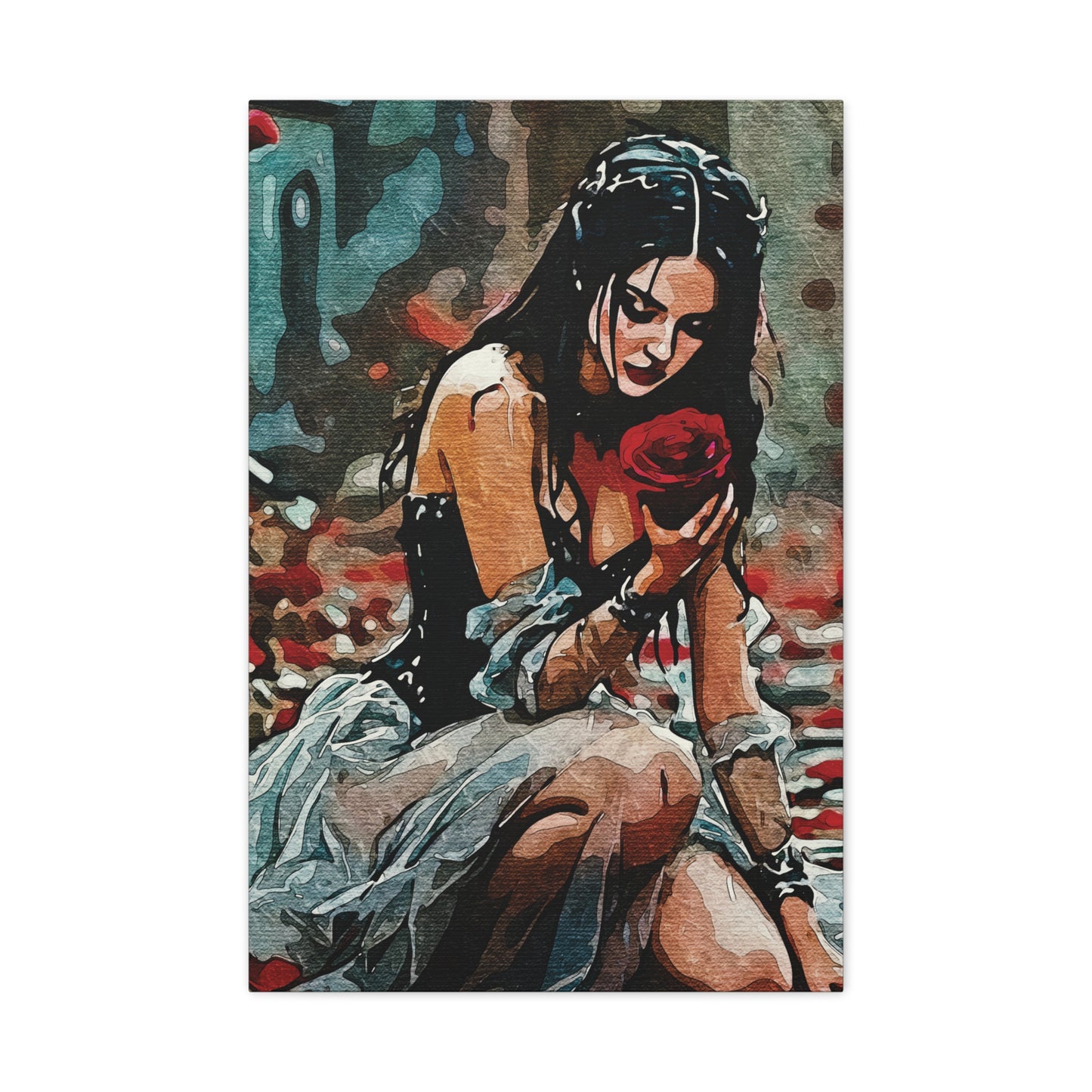 🌹 'Rose Reverie: Strength in Stillness' for wall art, mugs and more - Gothic Art Canvas Print