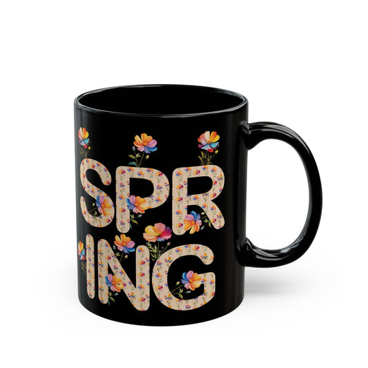 Floral Spring Black Mug - 11oz & 15oz