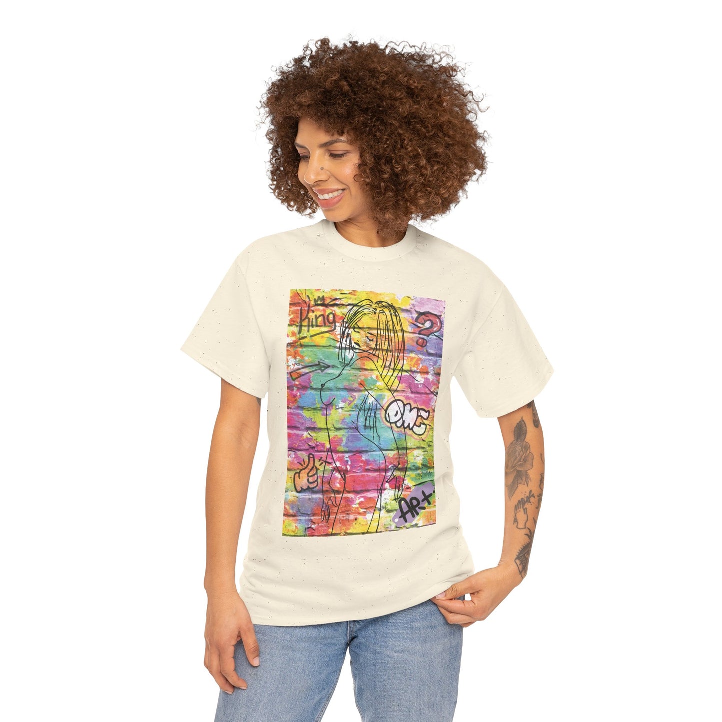Vibrant Graffiti Muse – Bold Pop Art of Color, Confidence, and Free-Spirited Urban Expression - Colorful Artistic Unisex Tee, Vibrant Cotton T-Shirt for Art Lovers, Unique Casual Wear, Gift for Friends, Summer Fashion