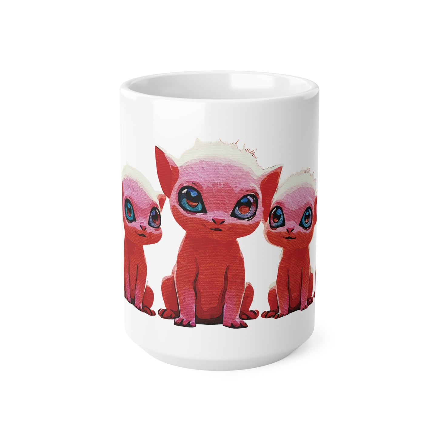 "Squad Goals: Adorable Red Creatures United - Friendship & Joy Collection" - Ceramic Coffee Cups - 11oz & 15oz, Unique Cat Lover Gift, Animal Mugs for Home, Funny Pet Coffee Mugs, Kawaii Cup Collection