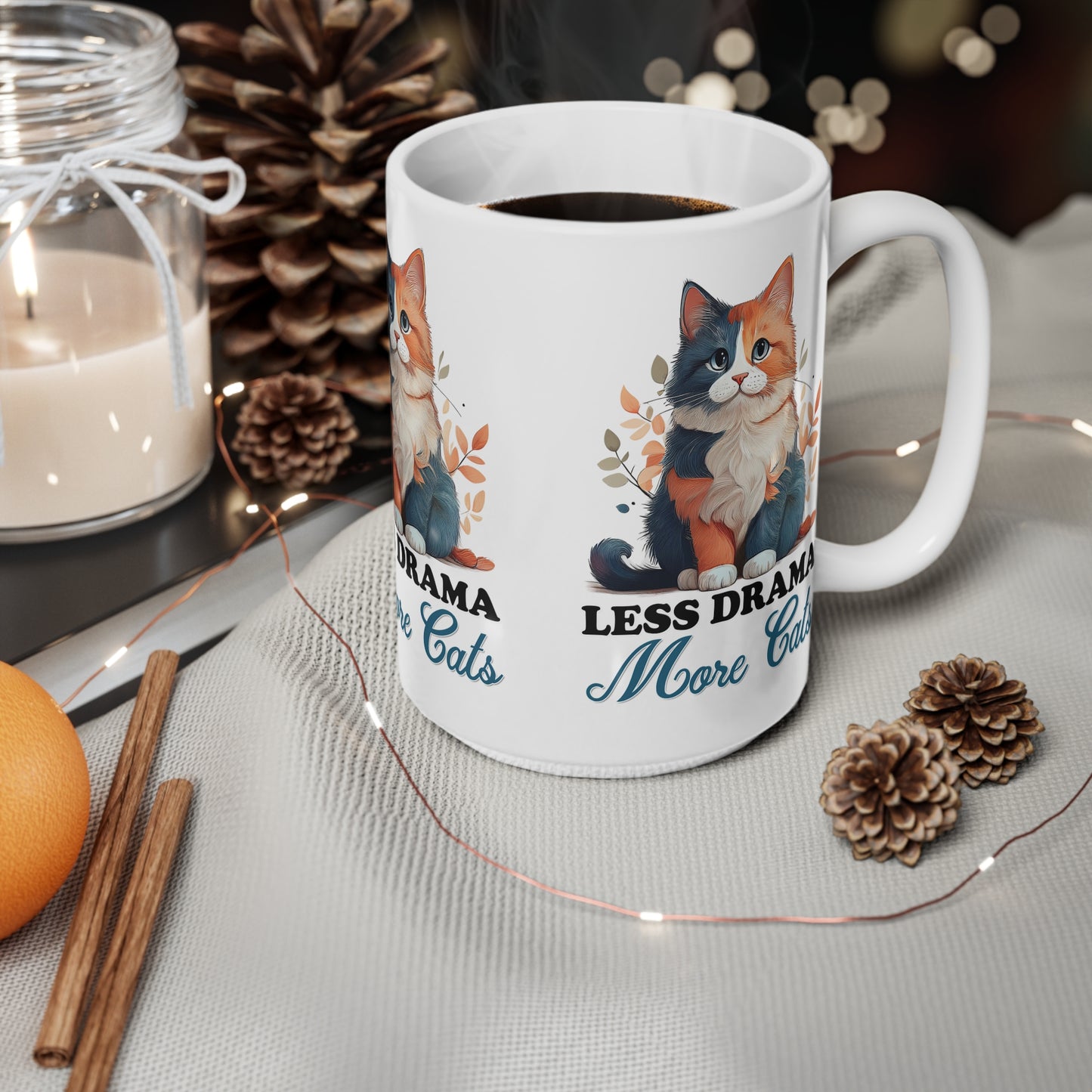 Less Drama, More Cats – Purrfect Peace in Style 🐾✨ - Fun Cat-Themed Coffee Mug, Less Drama More Cats - Perfect for Cat Lovers, Gift for Pet Owners, Animal Lover's Present, Coffee Lovers' Mug