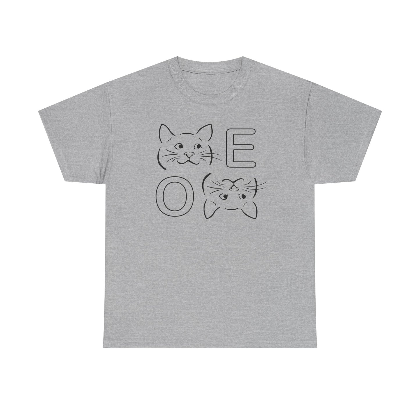 " MEOW" Cute Cat Faces Unisex Heavy Cotton Tee - Perfect for Cat Lovers