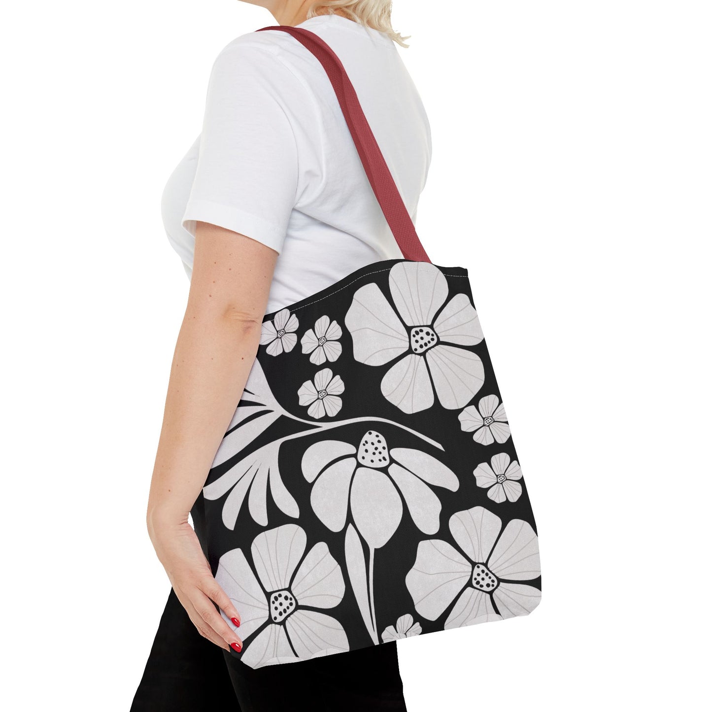 Boho Flowers Tote Bag - Retro Vintage Style