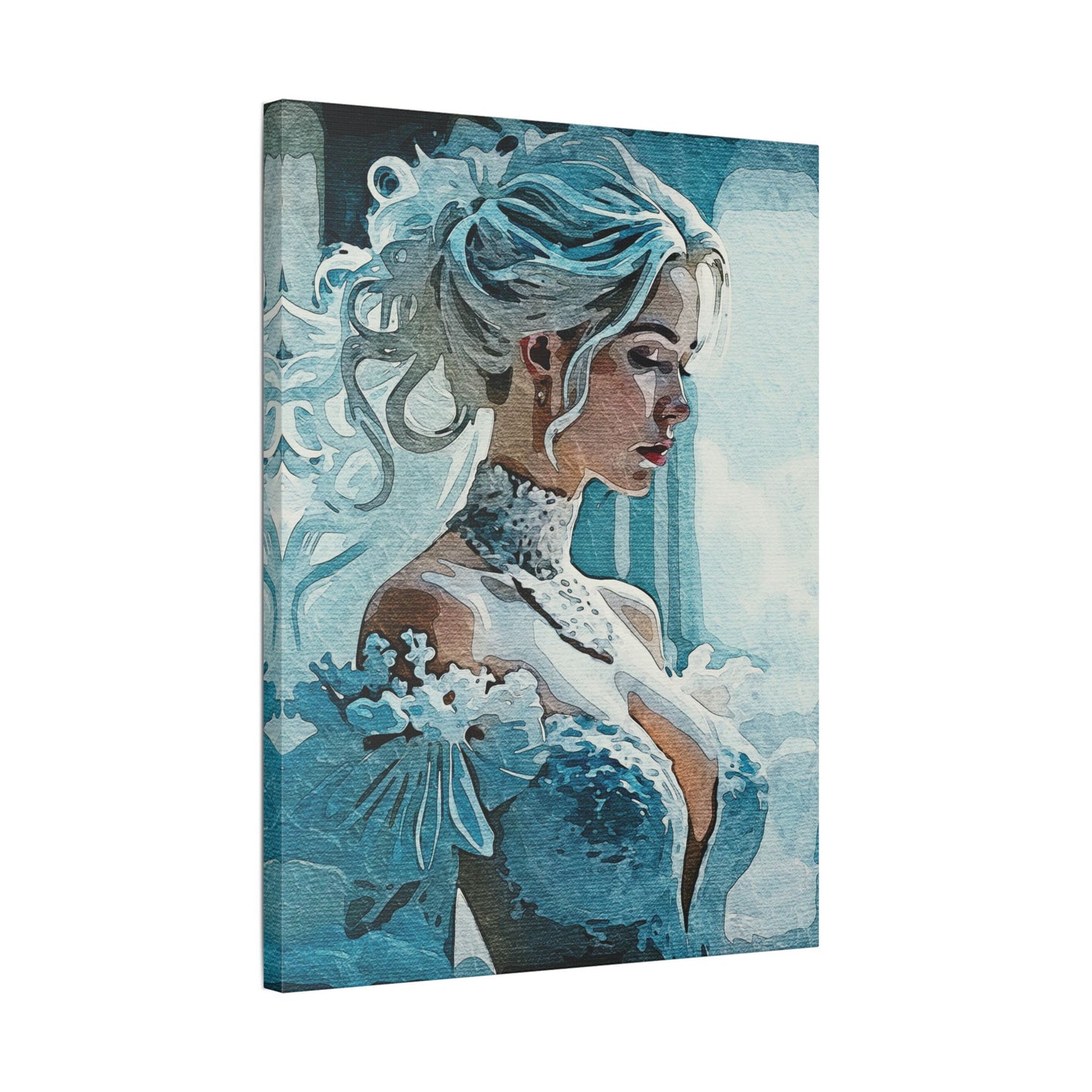 Radiant Empowerment – Elegance That Commands Light ⚡👑 - Elegant Satin Canvas Wall Art, Perfect for Home Decor, Bridal Shower Gift, Wedding Decor, Blue Toned Artwork
