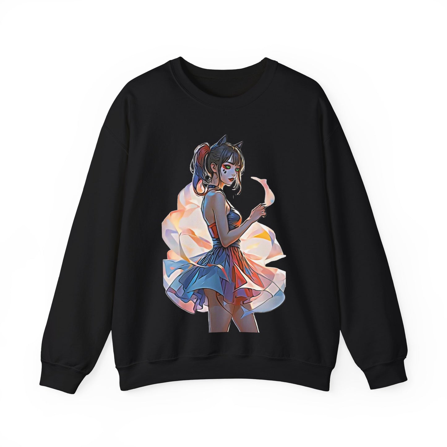 ✨Moonlit Grace: Anime Catgirl Aura for Casual Wear, Posters, Mugs and much more - Artistic Unisex Crewneck Sweatshirt | Cozy Graphic Sweater, Comfortable Hoodie, Fall Apparel, Anime-Inspired Gift, Casual Chic Fashion