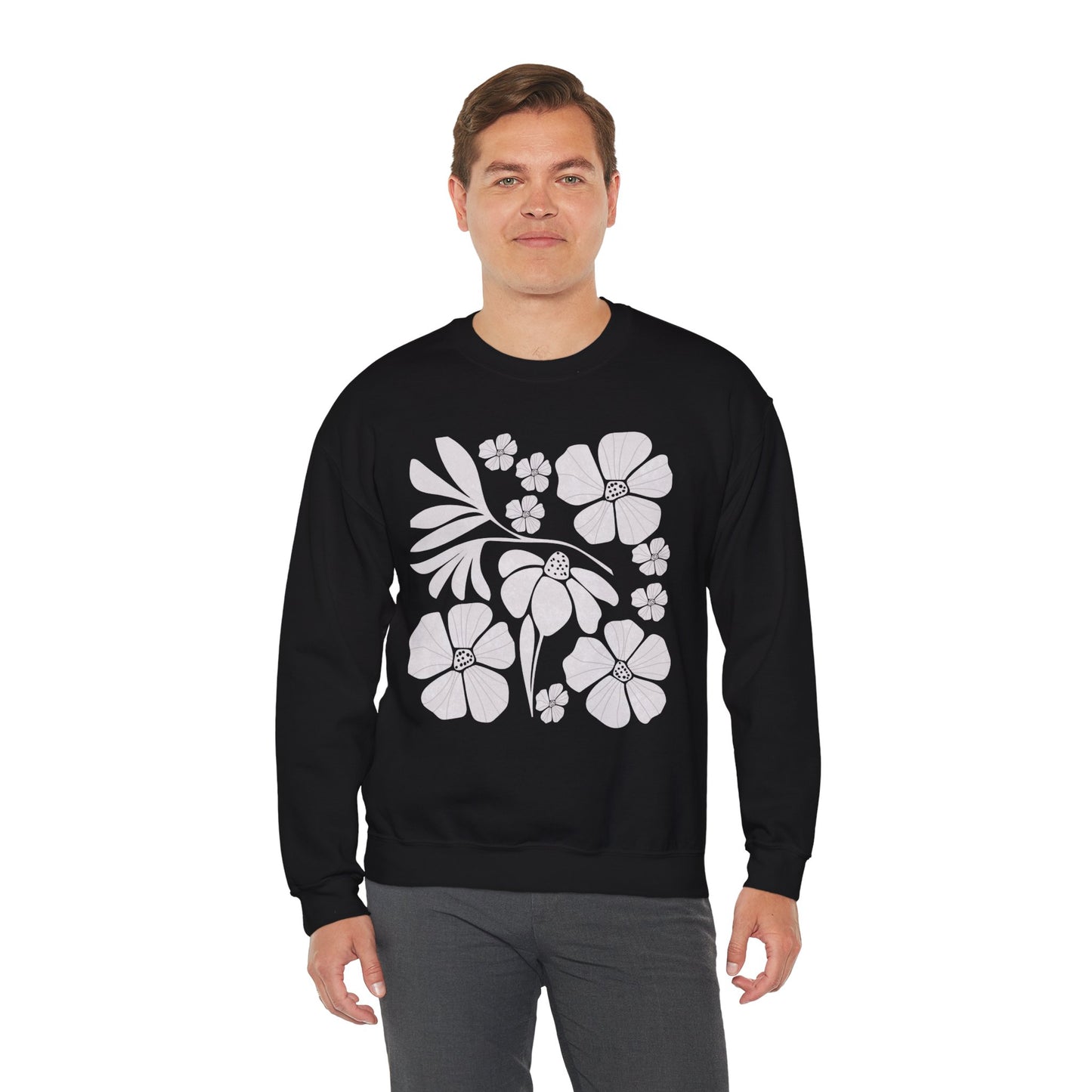 Floral Boho style Minimalist Unisex Crewneck Sweatshirt - Cozy Comfort for All Occasions