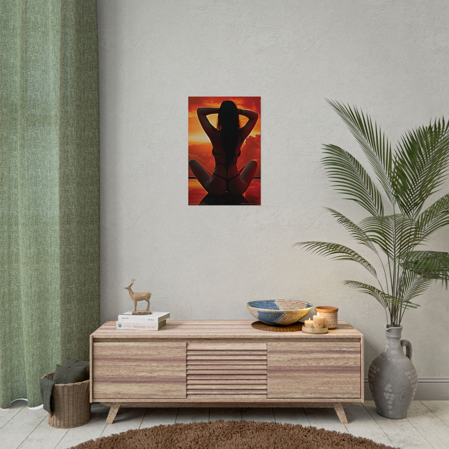 Golden Hour Serenity – Empowering Sunset Silhouette Inspiring Calm, Strength and Inner Freedom - Sensual Art Prints, Wall Decor, Bedroom Aesthetic, Gift for Her, Unique Home Decoration