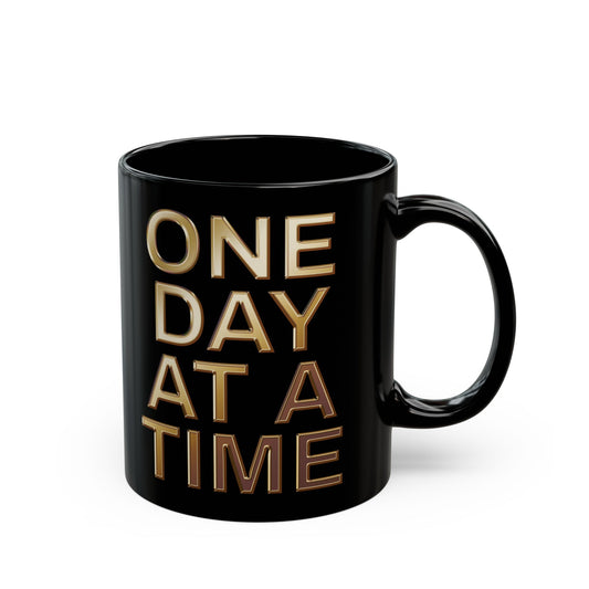Inspirational Black Mug - "One Day at a Time" Coffee Cup for Daily Motivation, Relaxation, Self-Care, Gift for Friends, Office Use, [...]