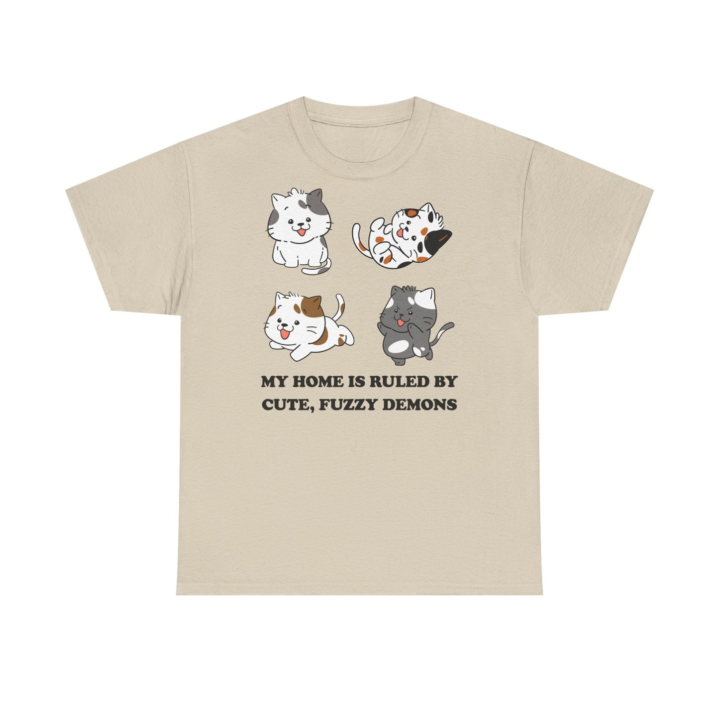 Cat Lover's Cotton Tee - My Home is Ruled by Cute, Fuzzy Demons