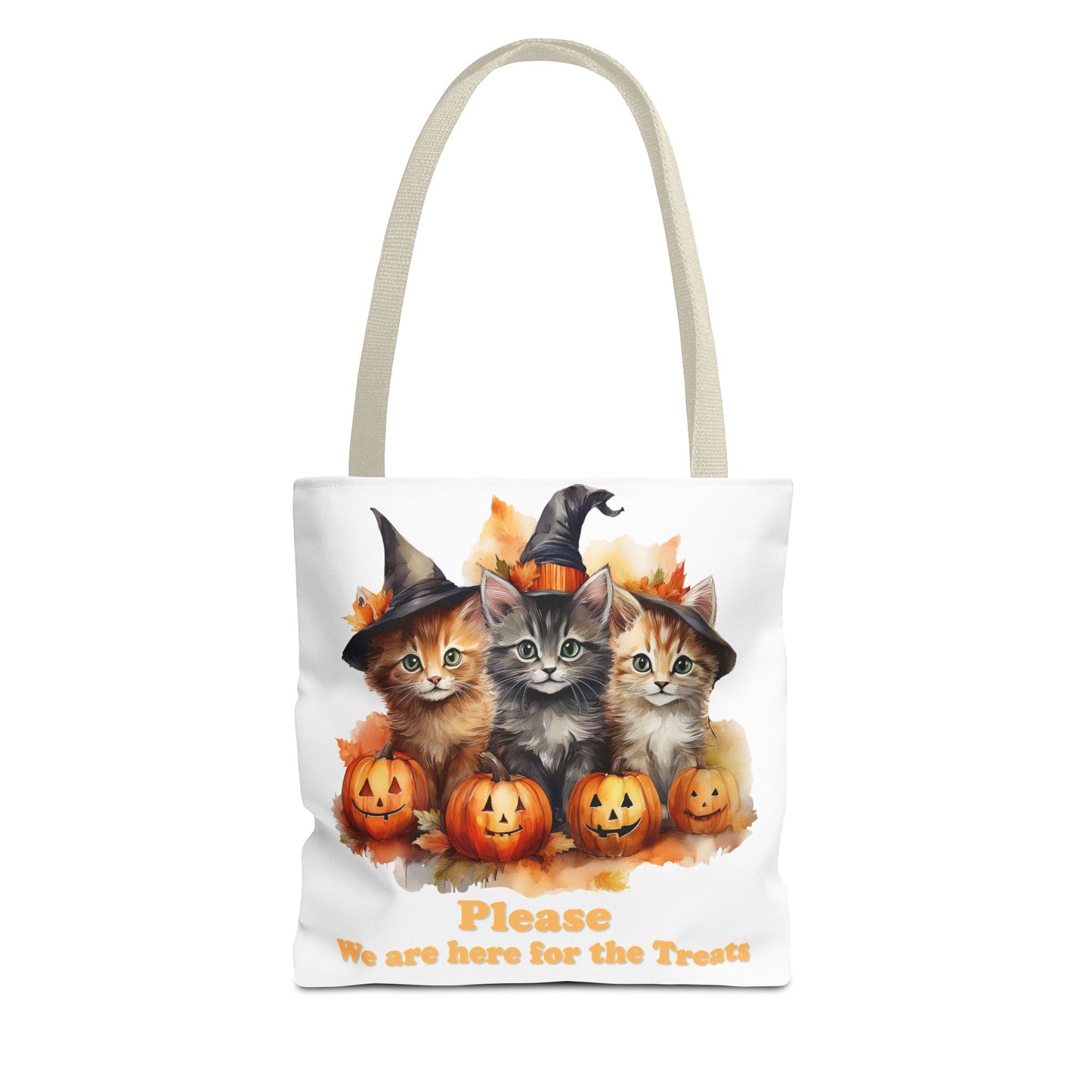 Halloween Cat Tote Bag - "Please We Are Here for the Treats"