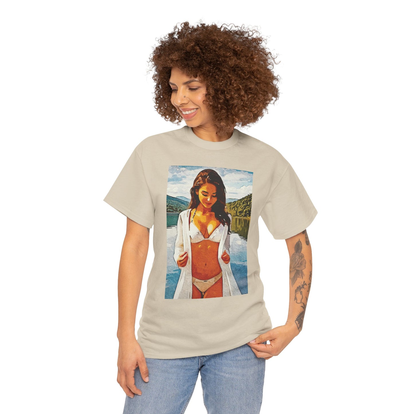 Beauty at the Lake — Sunlit Serenity for Casual Wear, Posters & Canvas - Summer Vibes Unisex Heavy Cotton Tee - Fun T-Shirt for Beach Lovers, Cute Casual Wear, Vacation Outfits, Graphic Tee for Parties, [...]