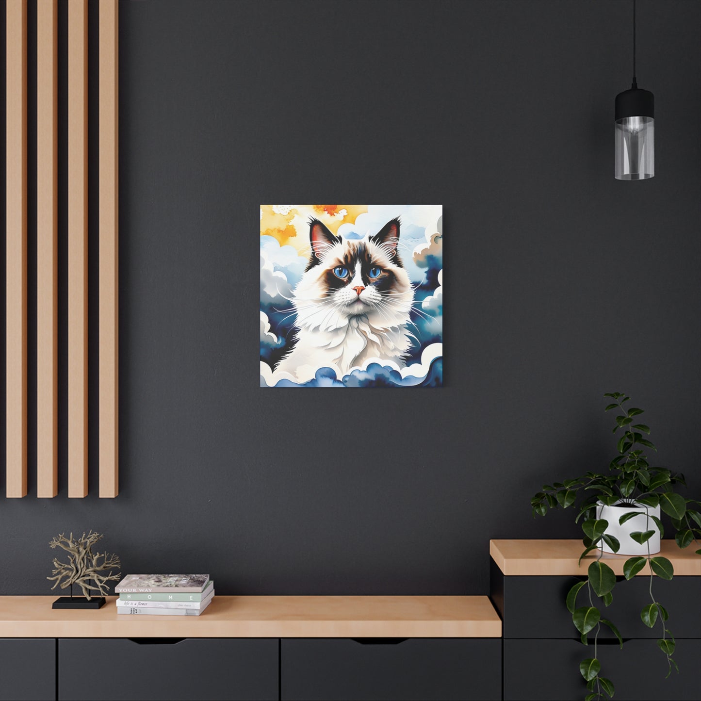 Canvas Art - Blue-Eyed Majesty: Cat Among the Clouds