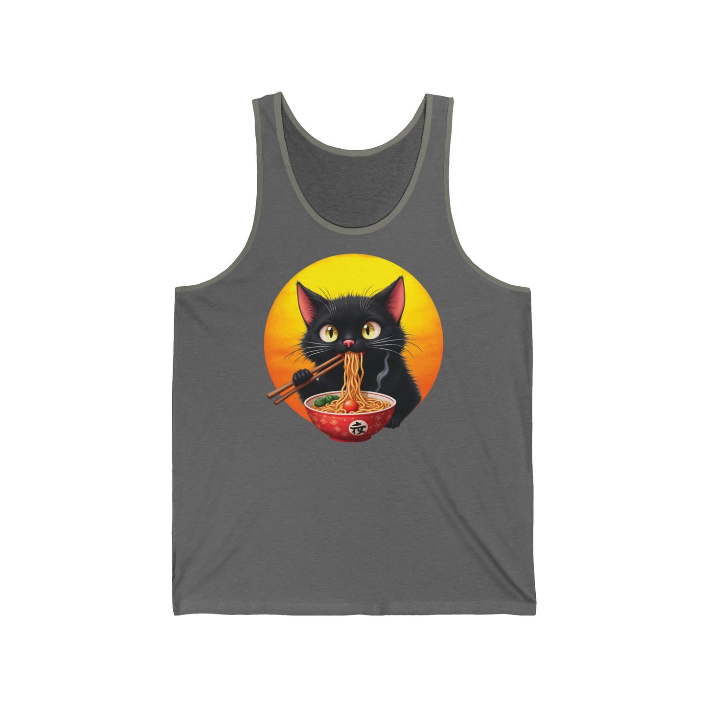 Ramen Cat Magic – Whiskers, Noodles & Sunshine Vibes - Whimsical Cat Ramen Unisex Jersey Tank Top