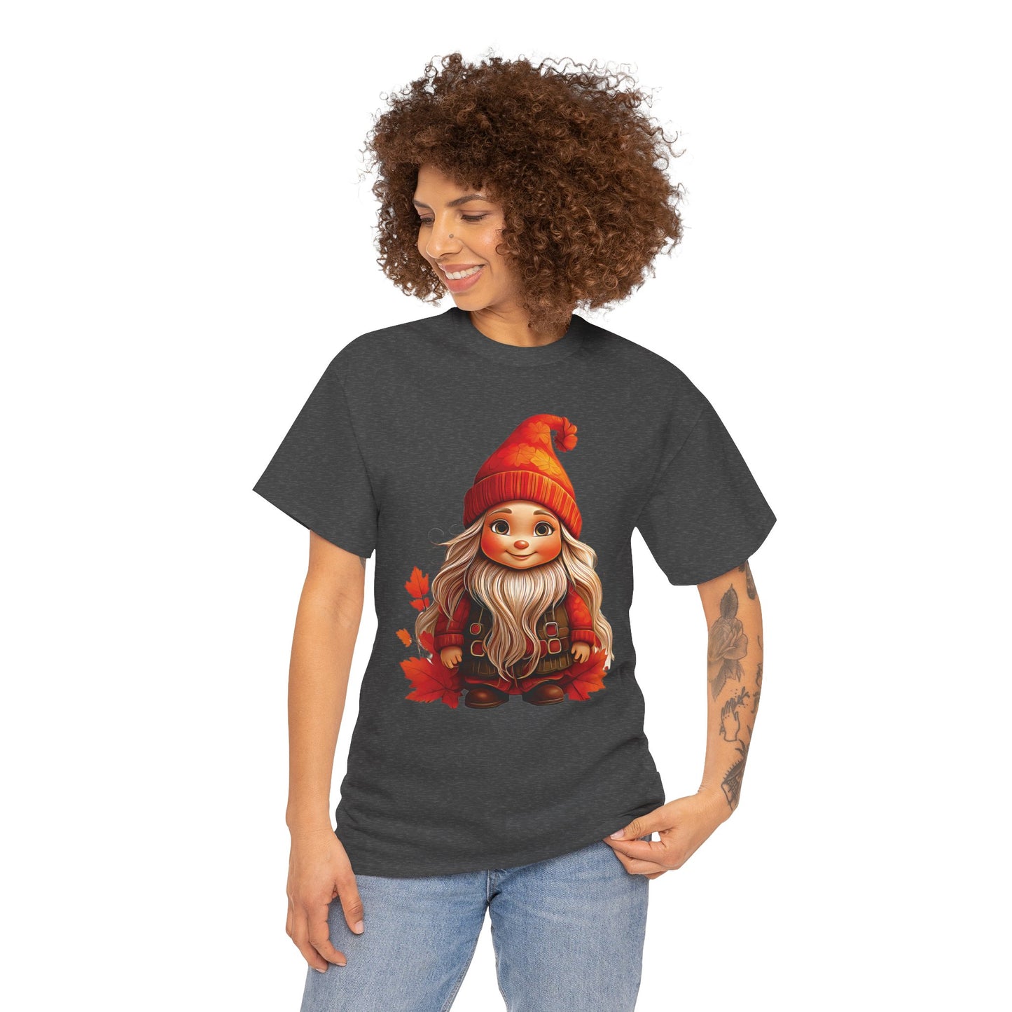 Autumn Gnome Magic – Cozy Whimsy in Every Leaf - Autumn-Themed Gnome Tee, Cozy Fall Shirt, Seasonal Apparel for Halloween, Thanksgiving, and Everyday Wear