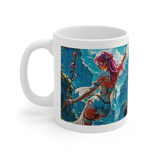 Blossom Beyond – Where Fantasy Blooms and Courage Flows 🌸🌄 - Ceramic Coffee Cups, 11oz, 15oz