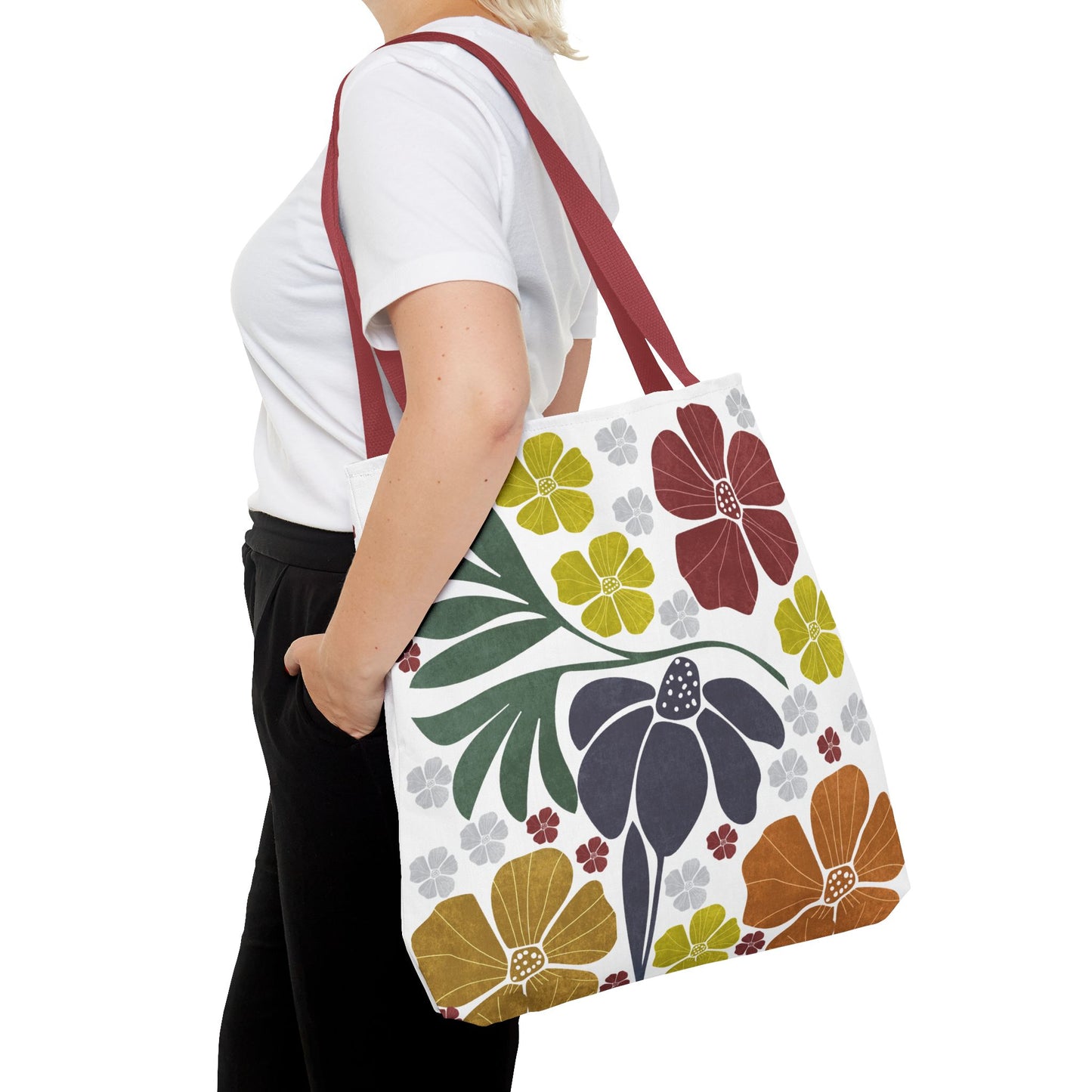 Boho Flowers Tote Bag - Retro Vintage Style