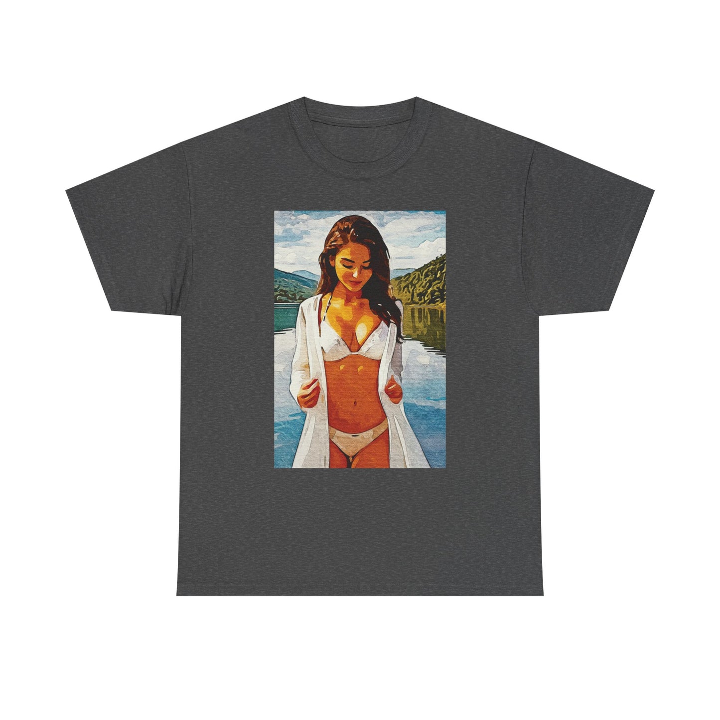 Beauty at the Lake — Sunlit Serenity for Casual Wear, Posters & Canvas - Summer Vibes Unisex Heavy Cotton Tee - Fun T-Shirt for Beach Lovers, Cute Casual Wear, Vacation Outfits, Graphic Tee for Parties, [...]