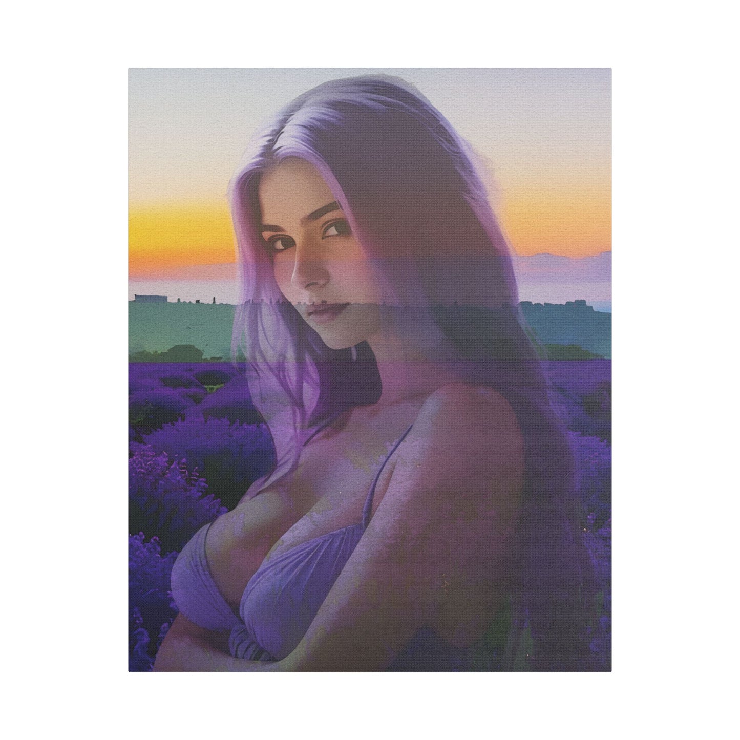 "Beautiful Lavender" – Dreamy Sunset Muse in Lavender Field Canvas Art