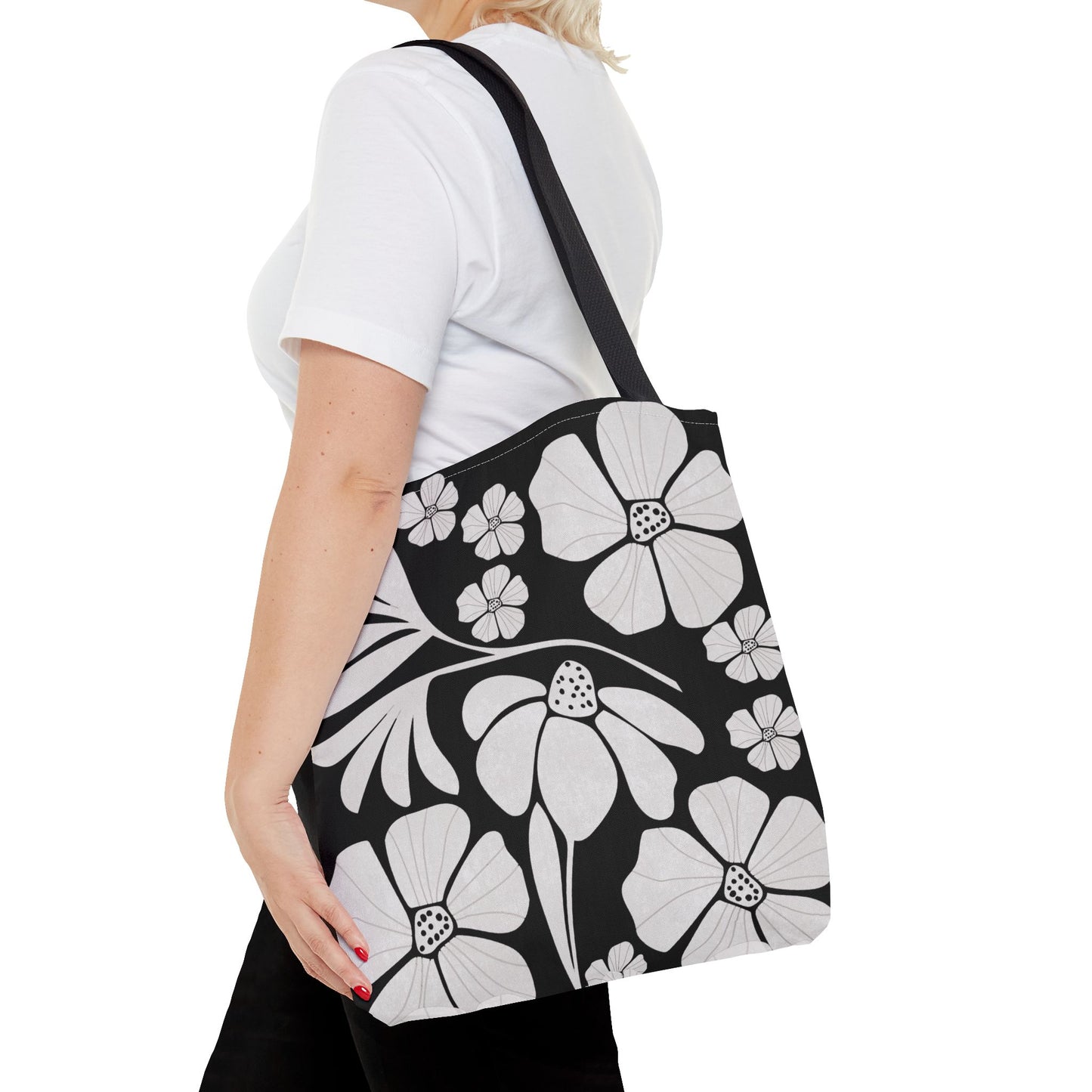 Boho Flowers Tote Bag - Retro Vintage Style