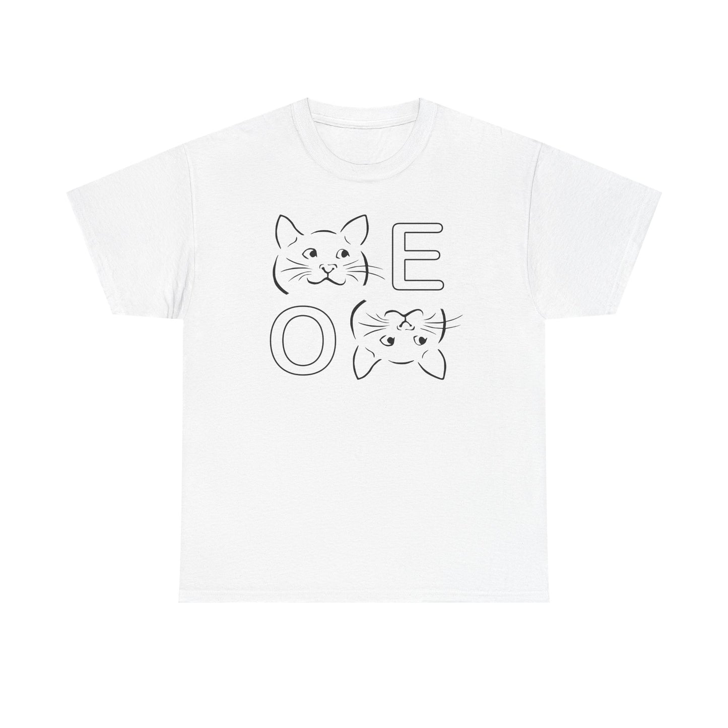 " MEOW" Cute Cat Faces Unisex Heavy Cotton Tee - Perfect for Cat Lovers