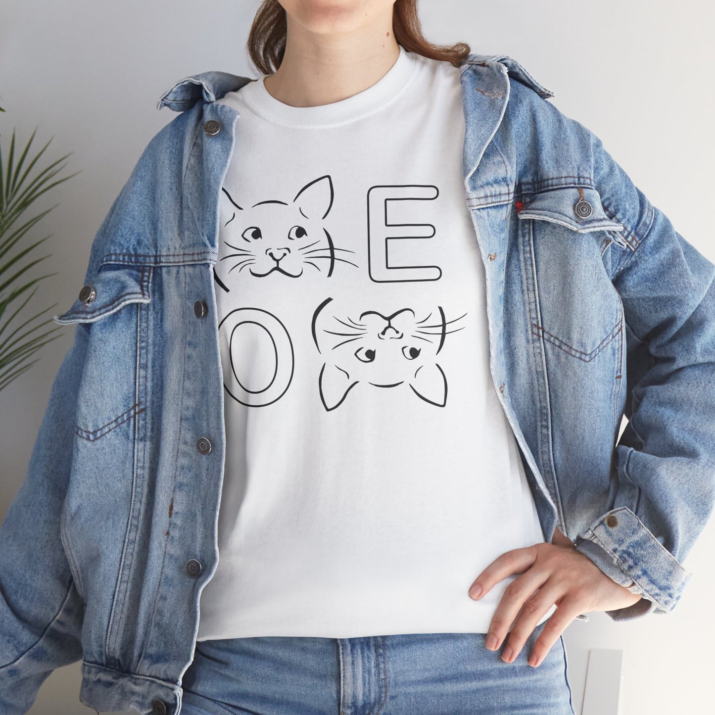 " MEOW" Cute Cat Faces Unisex Heavy Cotton Tee - Perfect for Cat Lovers