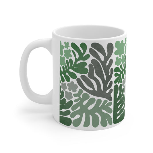 Mug -  Boho, Retro Leaf Ceramic Coffee Cups, 11oz, 15oz